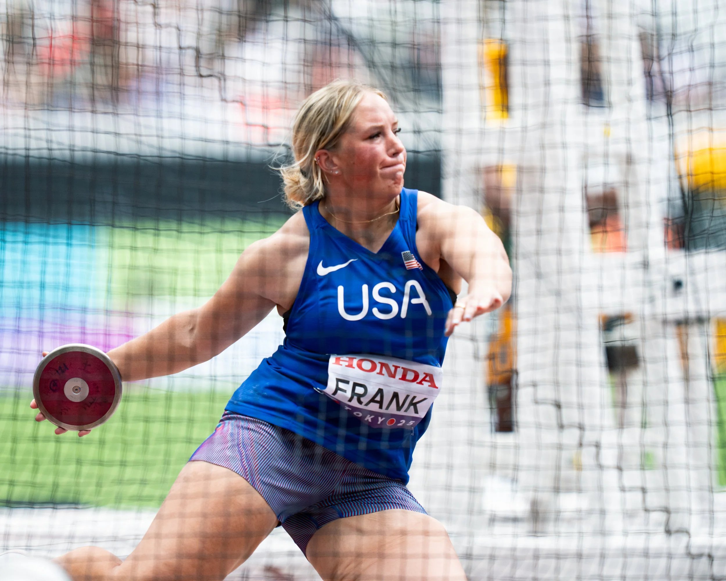 Shelby Frank, Women's Discus Throw. Photo by Tyler DeWaard.