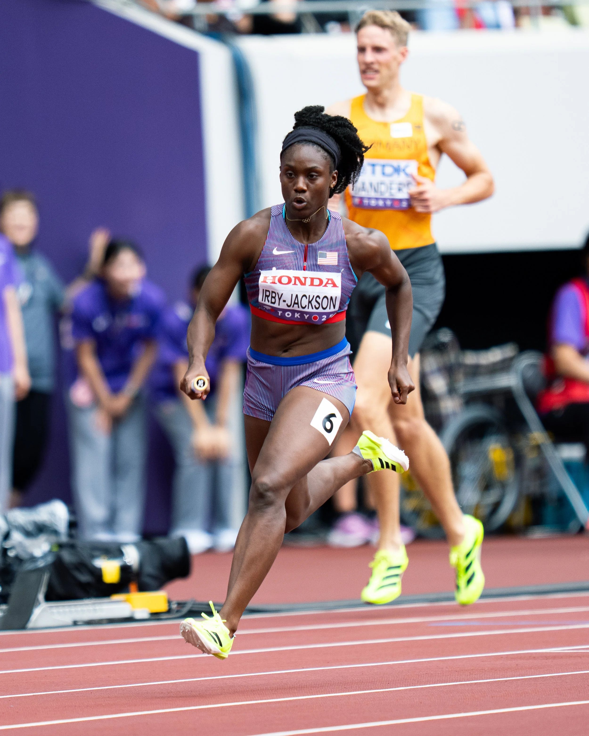Lynna Irby-Jackson, Mixed 4x400m Relay. Photo by Tyler DeWaard.