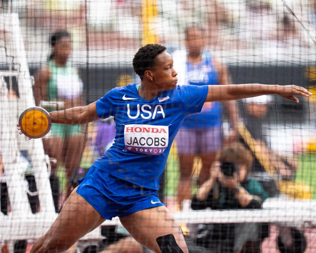 Gabi Jacobs, Women's Discus Throw. Photo by Tyler DeWaard.