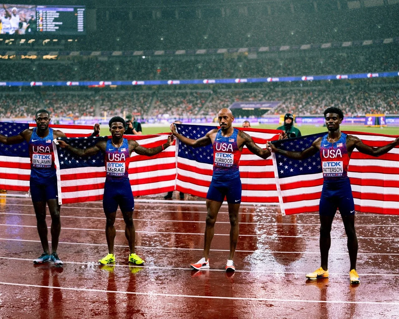 Men's 4x400m relay team. Photo by Tyler DeWaard.