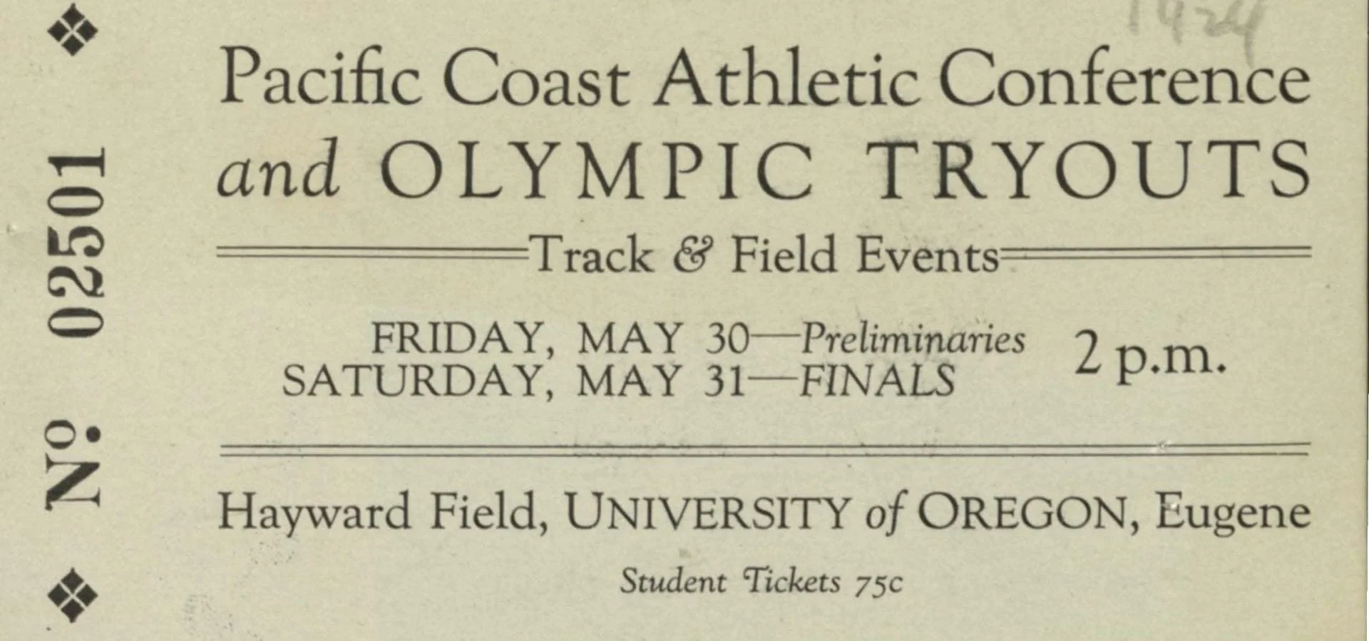 1924 Olympic Tryouts Held in Eugene&nbsp;