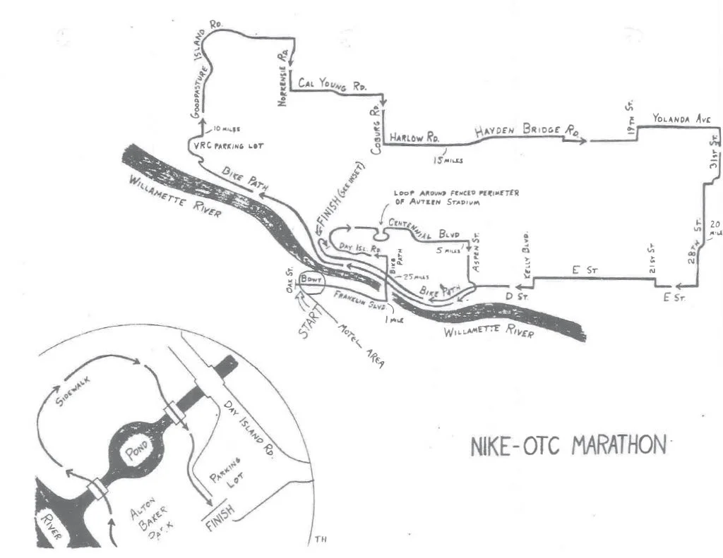 1976 Nike OTC Marathon course map