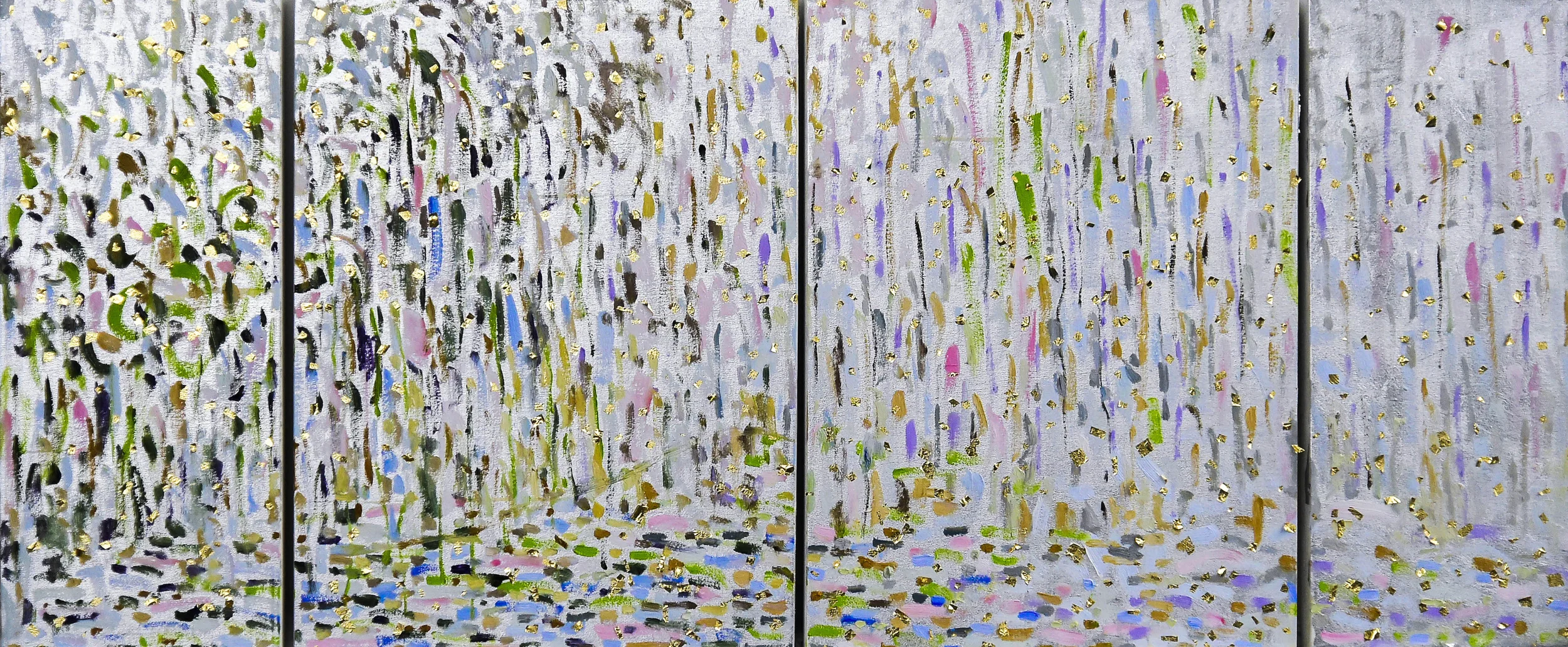Life Stream#24 x 56 in. total, polyptych