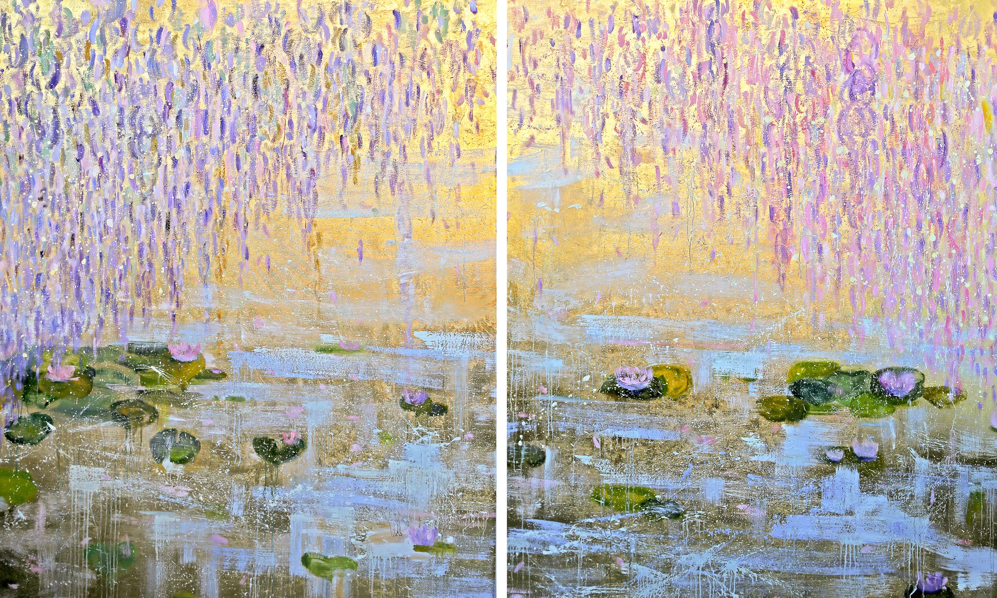 Lotus I &amp; II#72 x 120 in. total, diptych