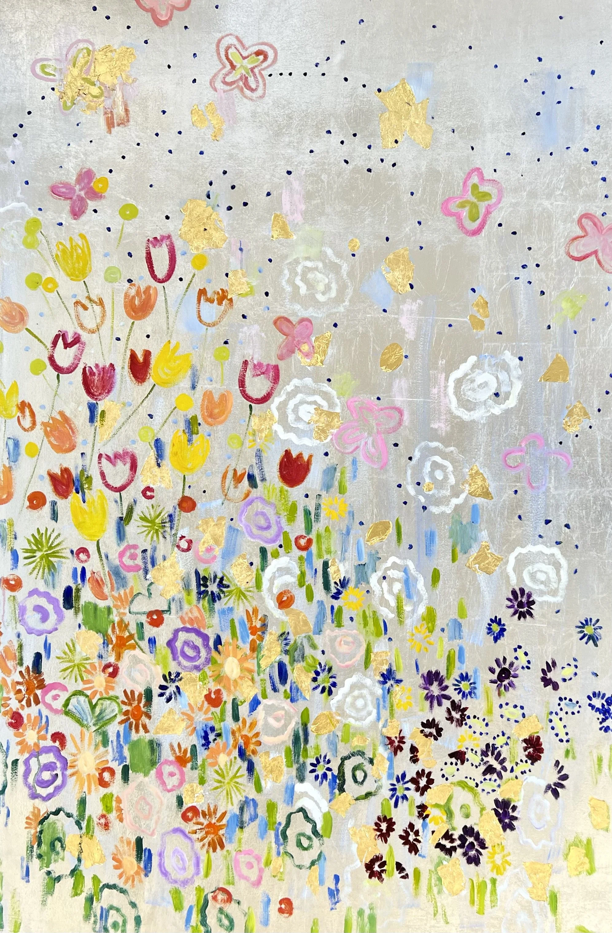 Butterflies and Tulips #72 x 48 in.