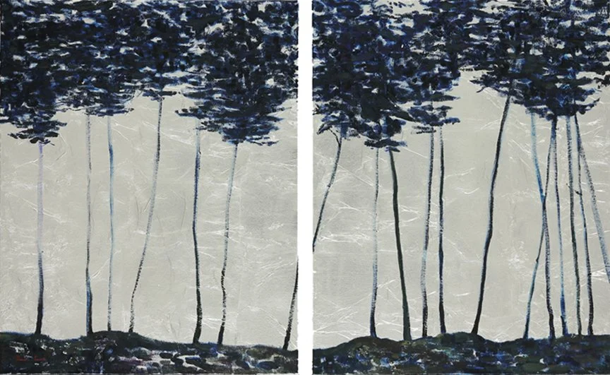 Silver Seascape #30 x 48 in. (diptych)