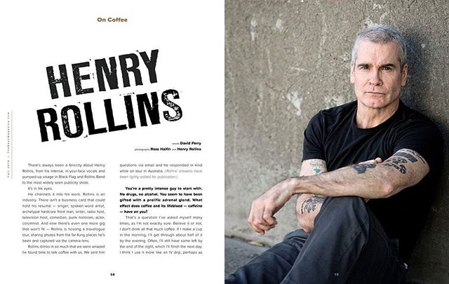 Check out @thebean_magazine interview with Henry Rollins from our inaugural issue. Love this guy. Photo by @rosshalfin @henryandheidi #coffeelover #punkrock