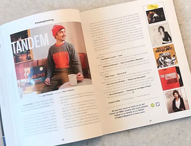 The latest #nowspinning column in @thebean_magazine features @tandemcoffeeroasters in one of my all time favorite places on earth: Portland, Maine. Had a fun chat about music, vinyl, coffee and more.