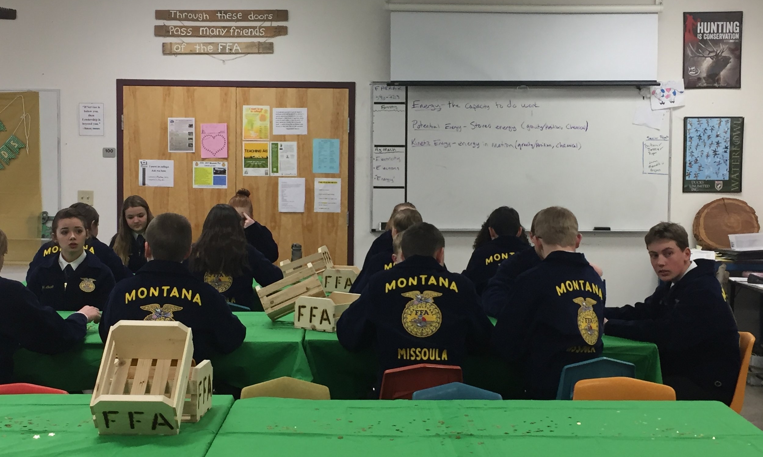 1st year members getting ready to take their test and to interview for their Greenhand Degree (the first degree you can receive in FFA). They will be tested on basic agricultural information, the FFA history and then will recite the 5 paragraph FFA Creed.