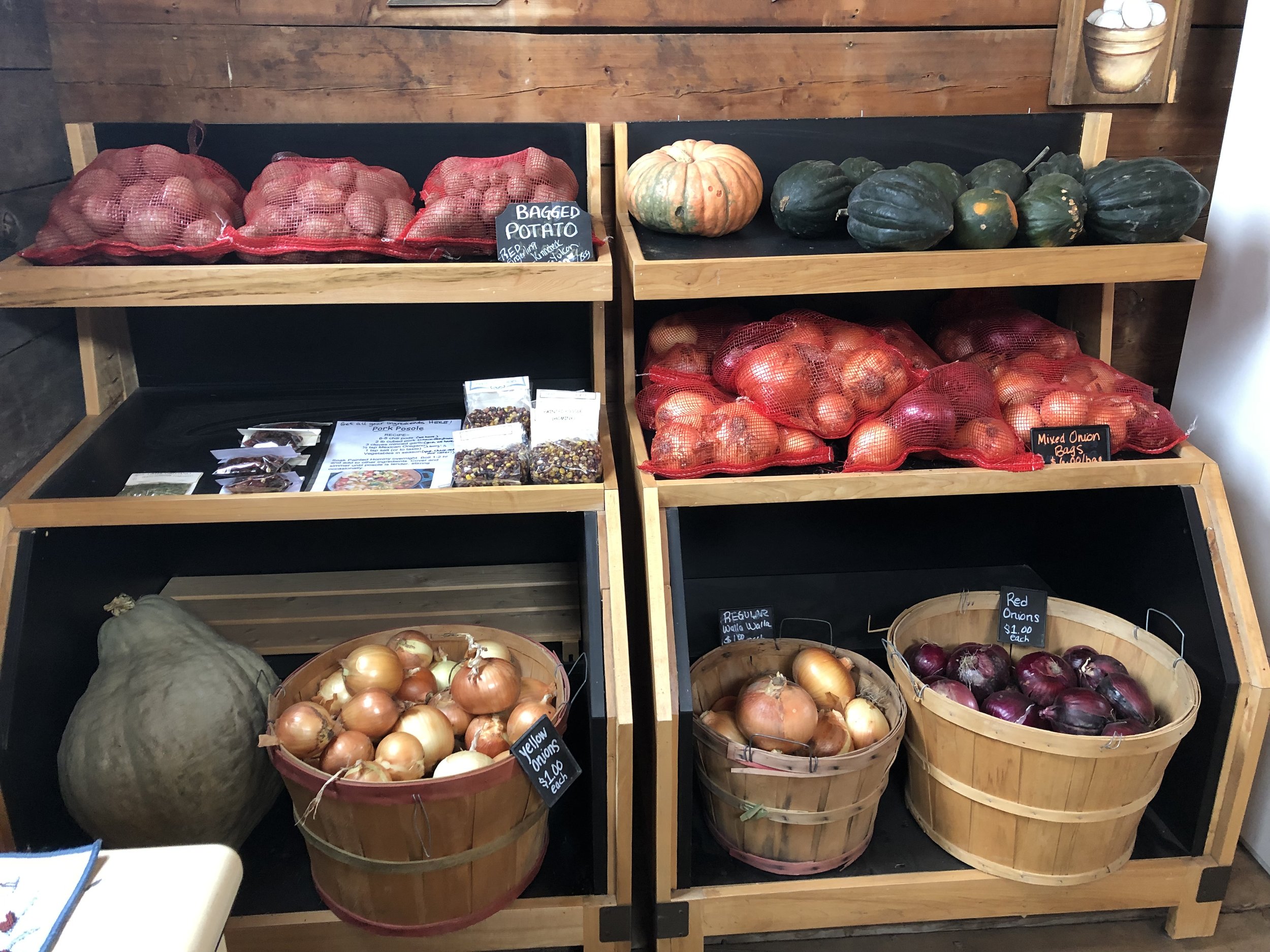 Still loads of onions, POTATOES and winter squash!