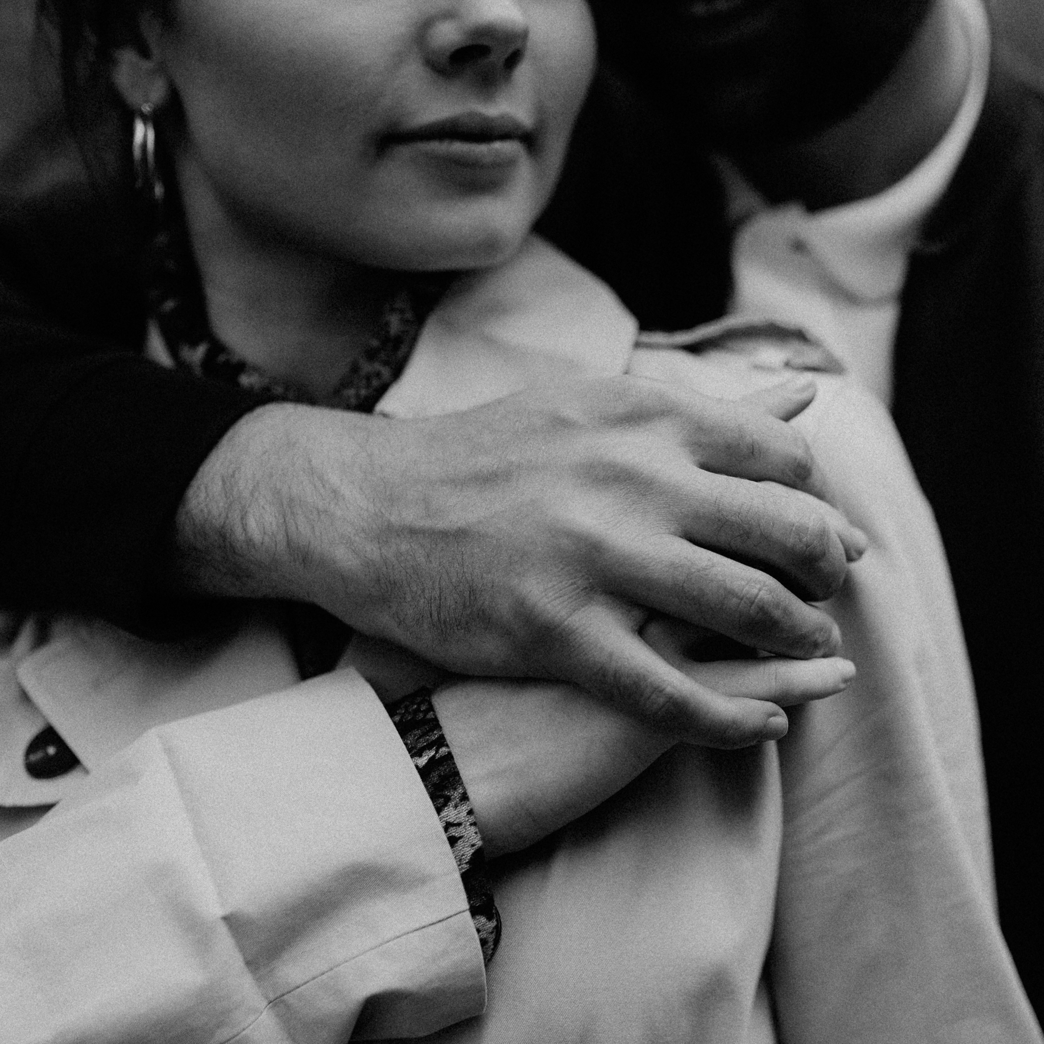 Intimate close up portrait of couple in Edinburgh, Scotland.