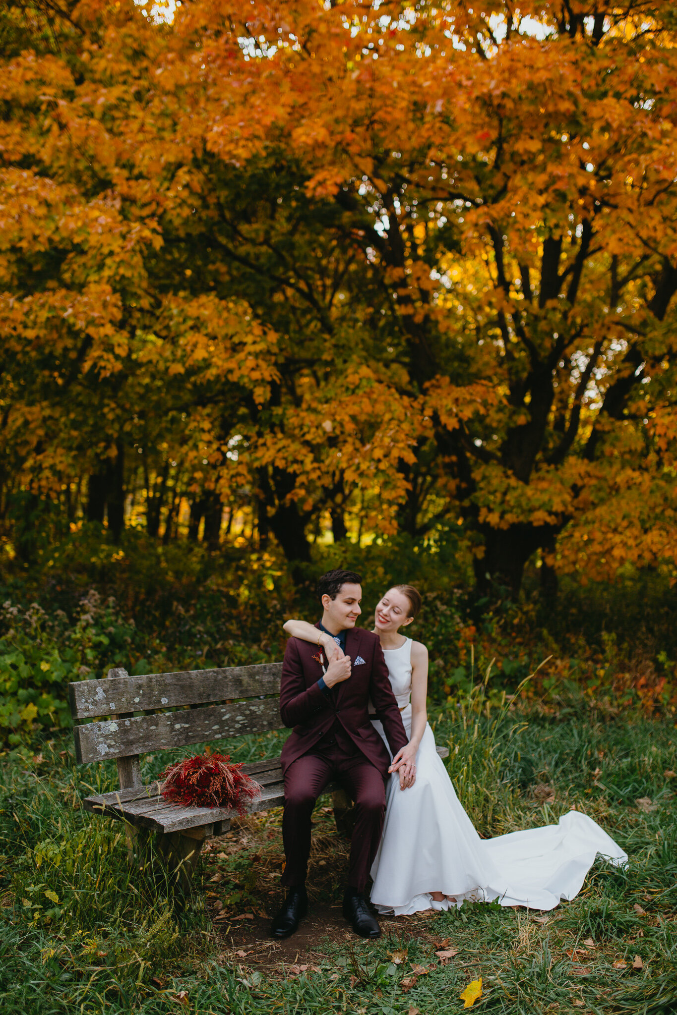 chicago morton arboretum wedding photographer fall