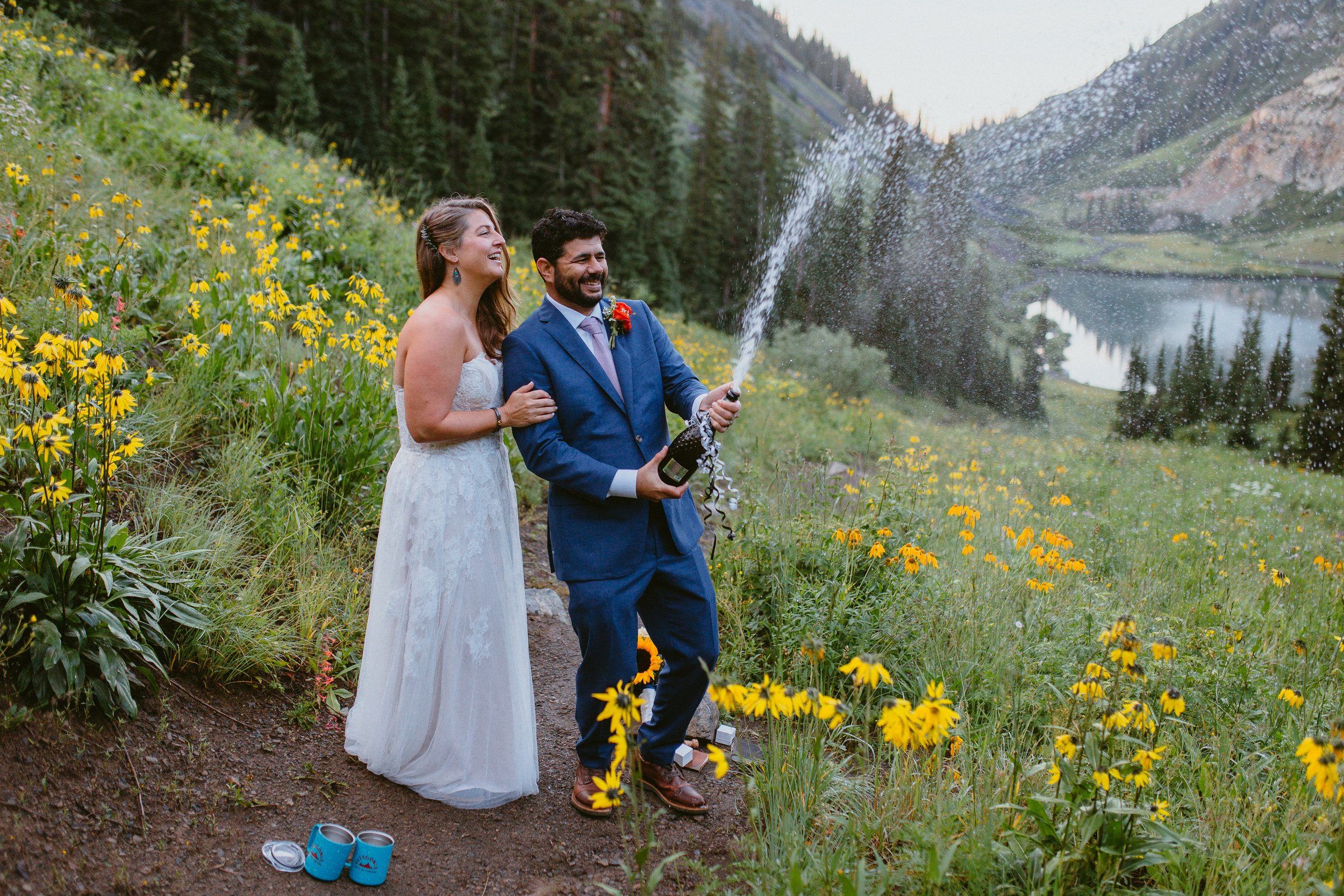 crested butte wildflowers emerald lake elopement