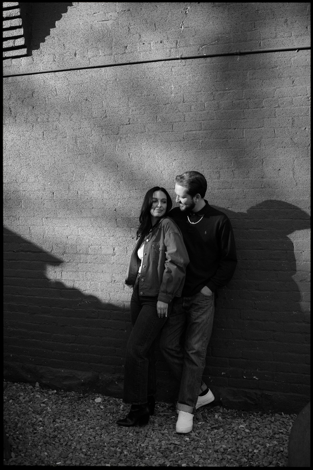  Engaged couple at Crow Bar in Denver, engagement photographer. 