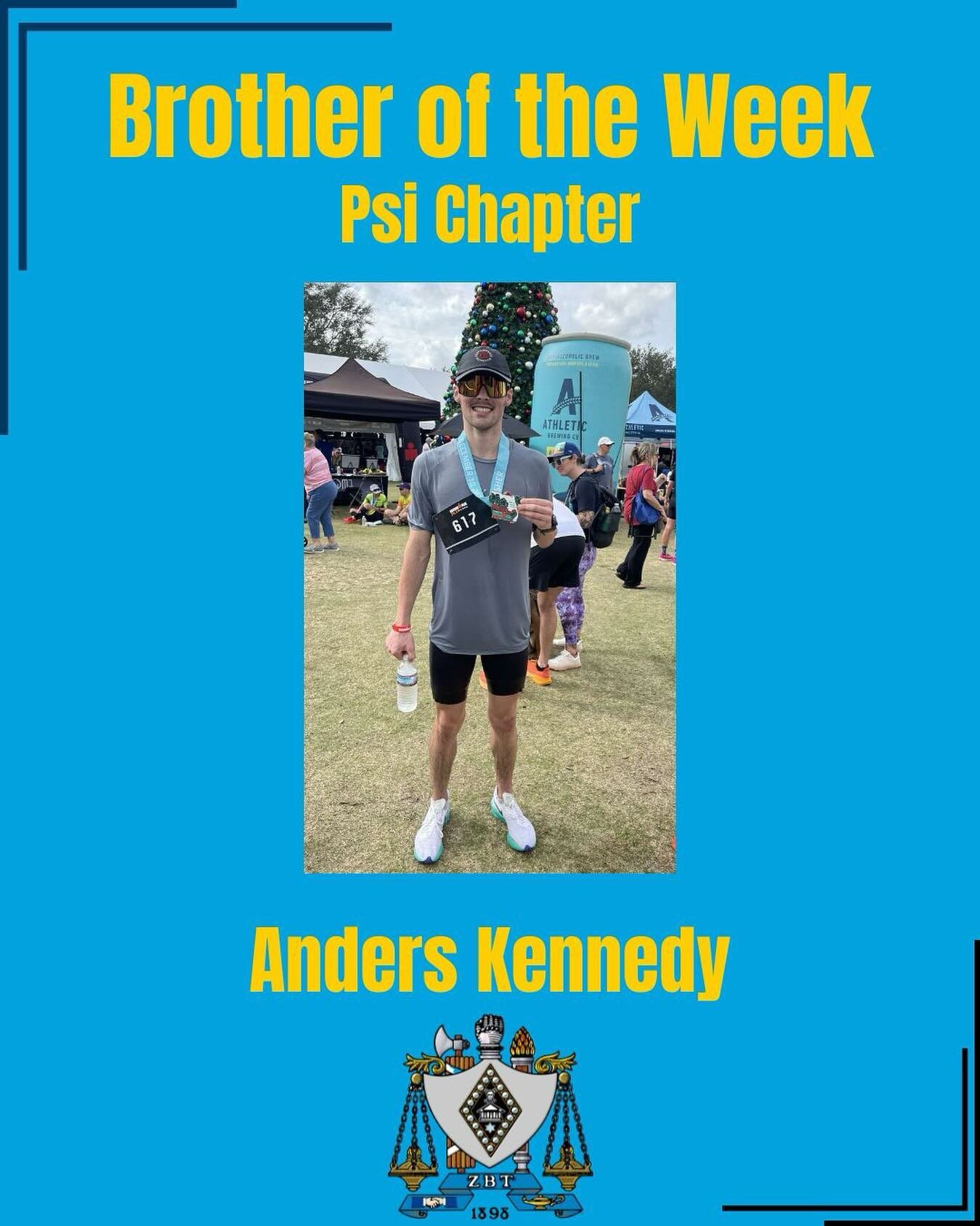 Brother of the Week Spotlight: congratulations to our outstanding brother, Anders Kennedy! Not only has he consistently shown dedication and leadership within our chapter, but he also just conquered his first Half Iron Man Triathlon. Talk about setti