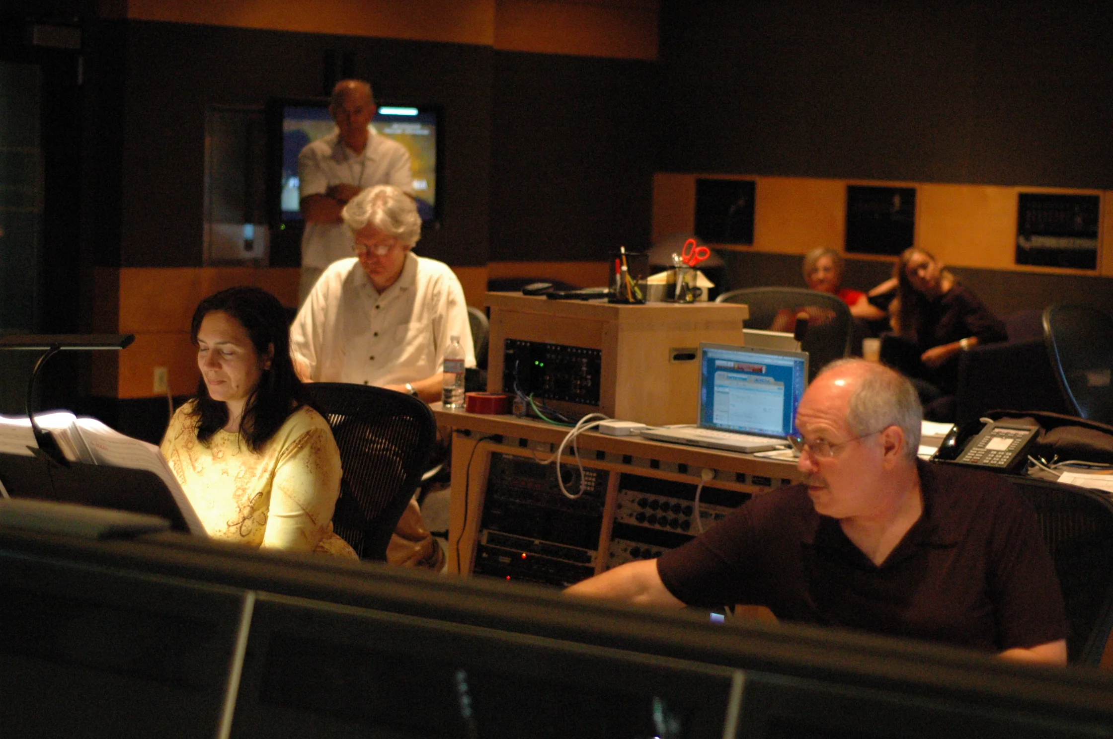 From left to right: Penka Kouneva, Pat Russ (behind), orchestrators Dennis Sands, score mixer