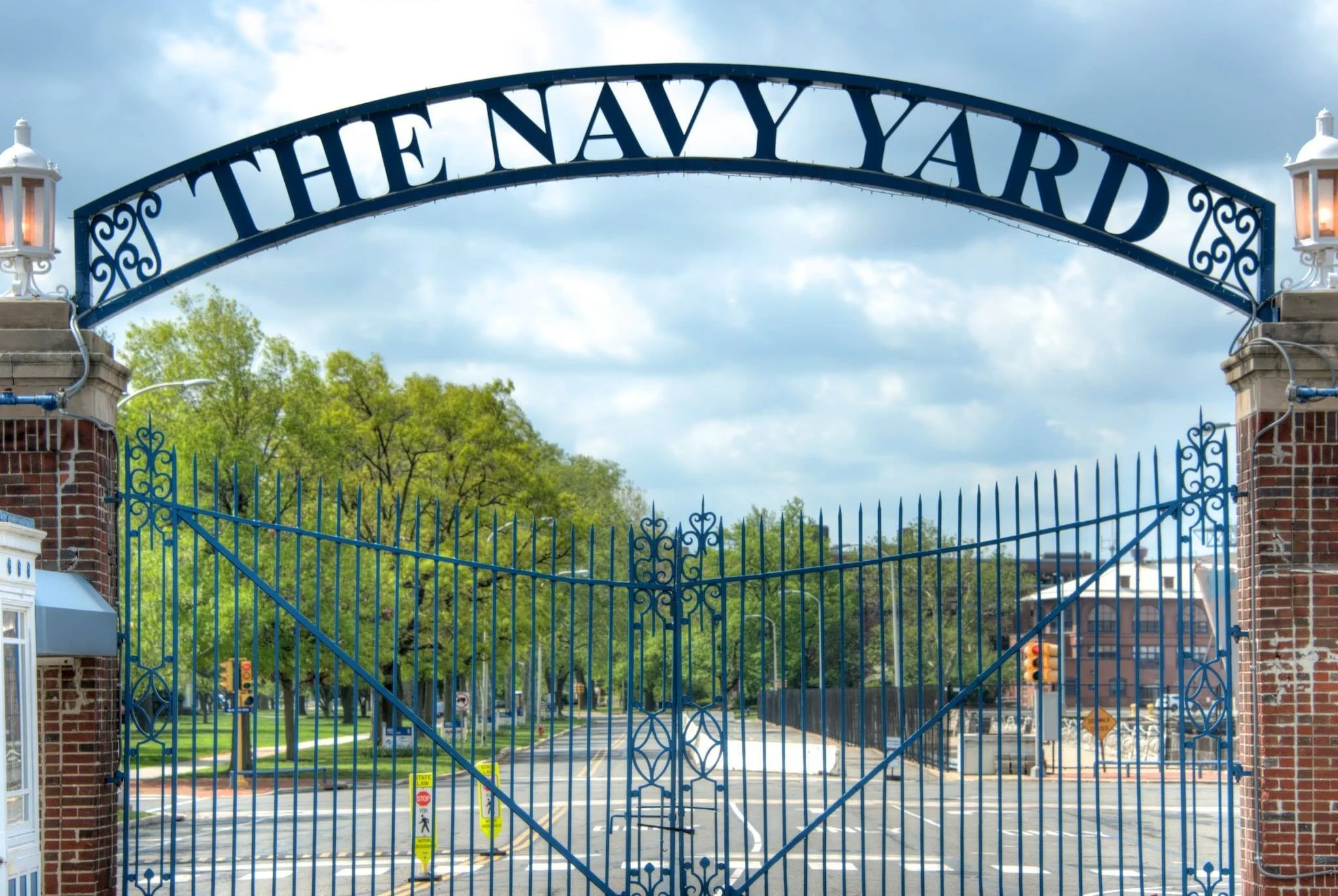 Historic entrance gates at the Philadelphia Navy Yard