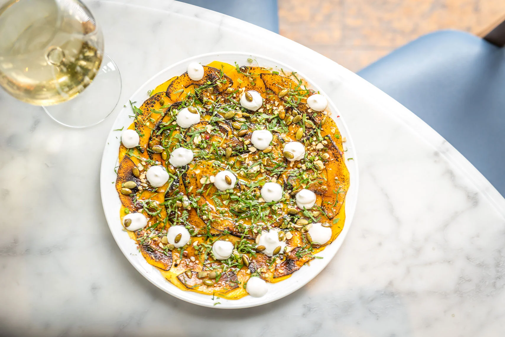 Squash Carpaccio from Santina. photo credit Noah Fecks