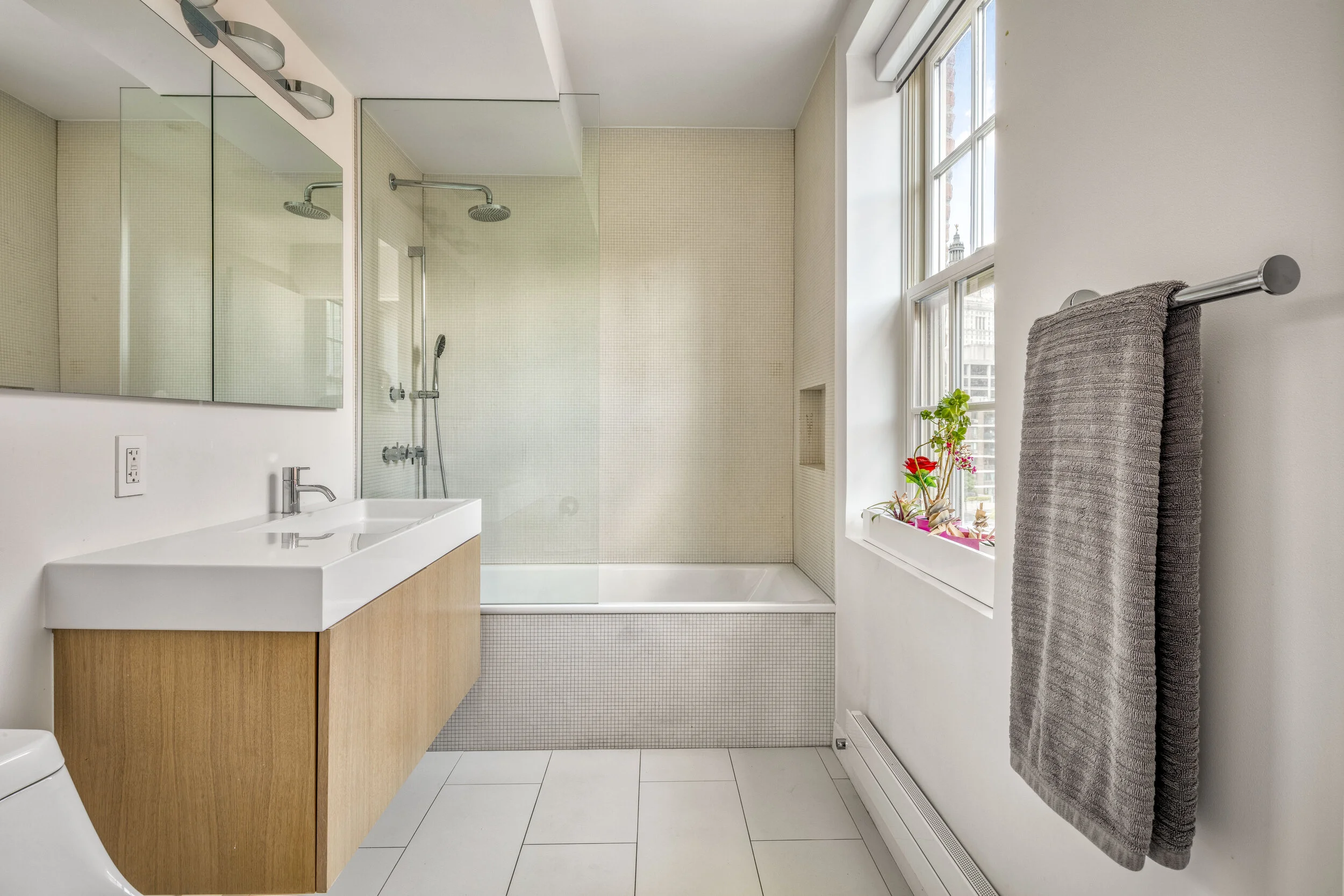  NEW YORK, NY - June 26, 2020: Lower level bathroom of 130 Beekman #5A. CREDIT: Katherine Marks. 
