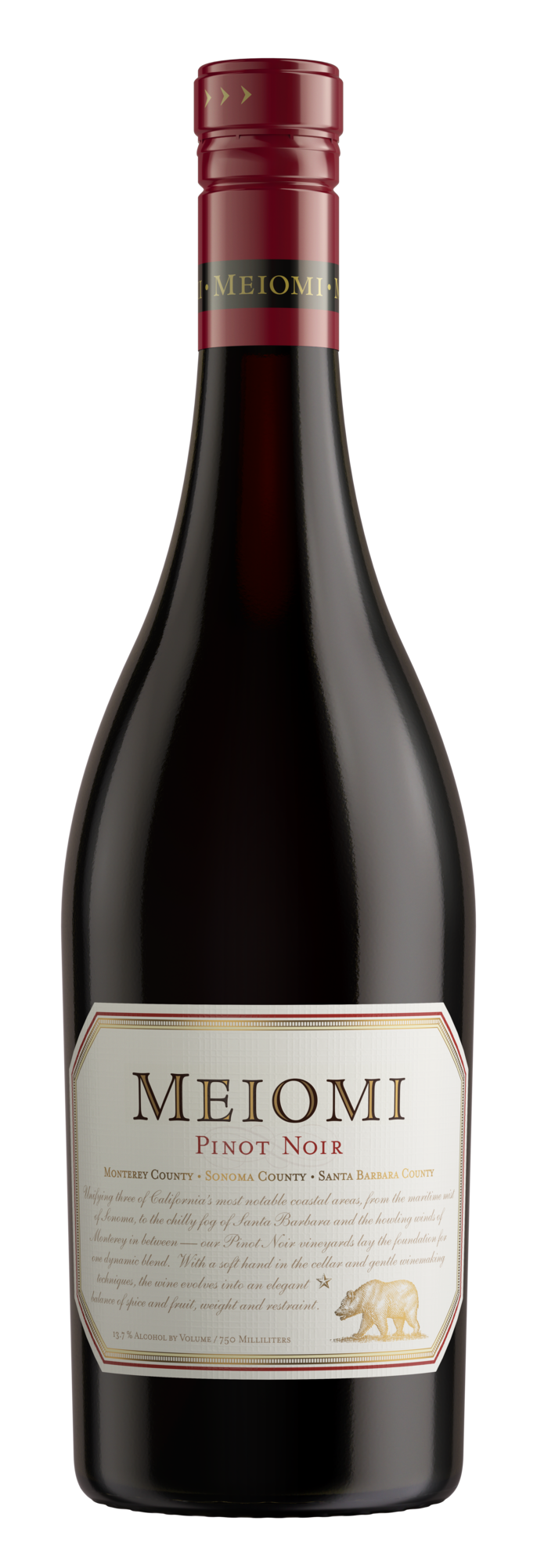  Indulge in  Meiomi’s Pinot Noir  for an intimate dinner for two. Perfectly paired with grilled meat or pasta dishes, the flavor-forward Pinot Noir offers a rich taste providing complexity and depth to the palate.  A rich garnet color, the wine revea