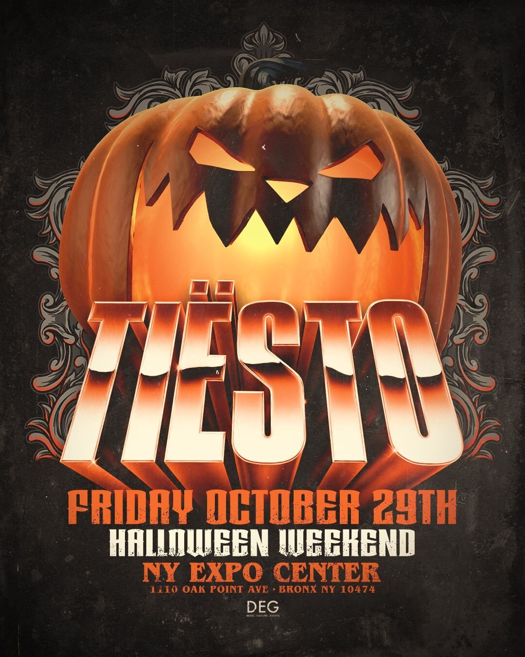  Get tickets to see the long-awaited New York City return of Tiësto, who will kick off Halloween weekend with a FEARHOUSE NYC headlining show at  The New York Expo Center  (1110 Oak Point Ave.) in the Bronx on Friday, October 29th. The Chainsmokers w