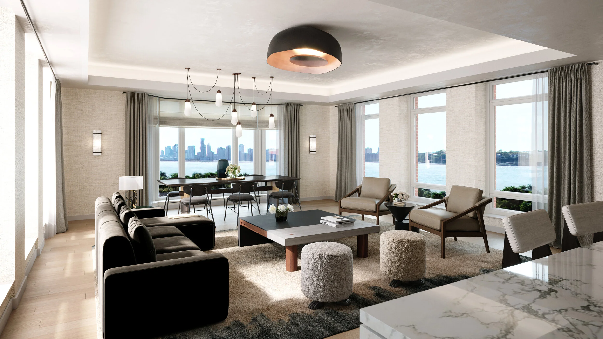  For their first residential project in New York City, Olson Kundig brings a refined west coast aesthetic to The Cortland’s interiors emphasizing craft and function. Using the highest quality natural materials throughout, Olson Kundig’s interiors are