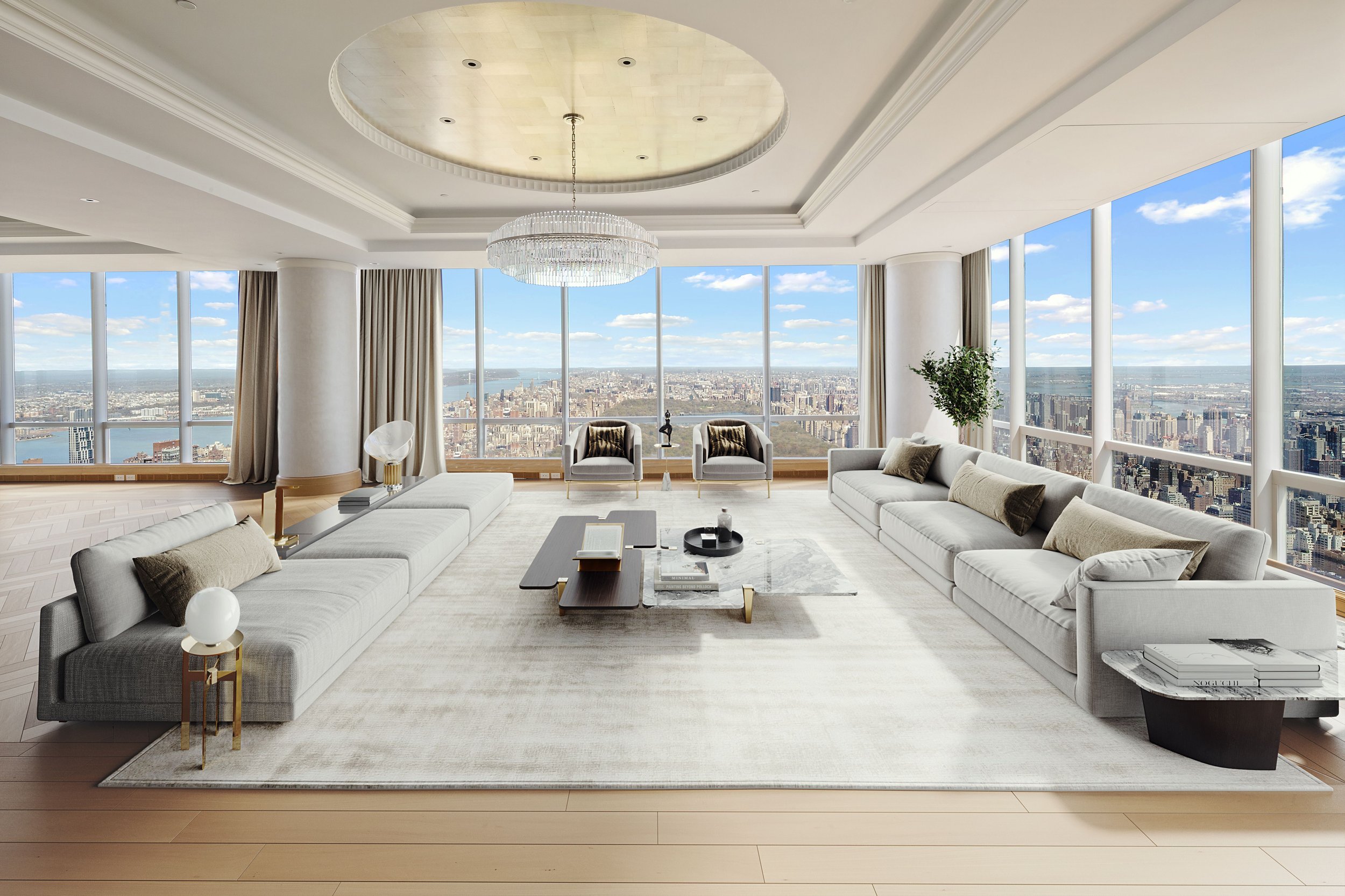  Introducing the ultimate luxury living experience in New York City: a magnificent 5-bedroom, 5-bathroom sky mansion on the 88th floor of the prestigious One57 tower. This Billionaires' Row residence boasts unbeatable 360-degree views of Central Park