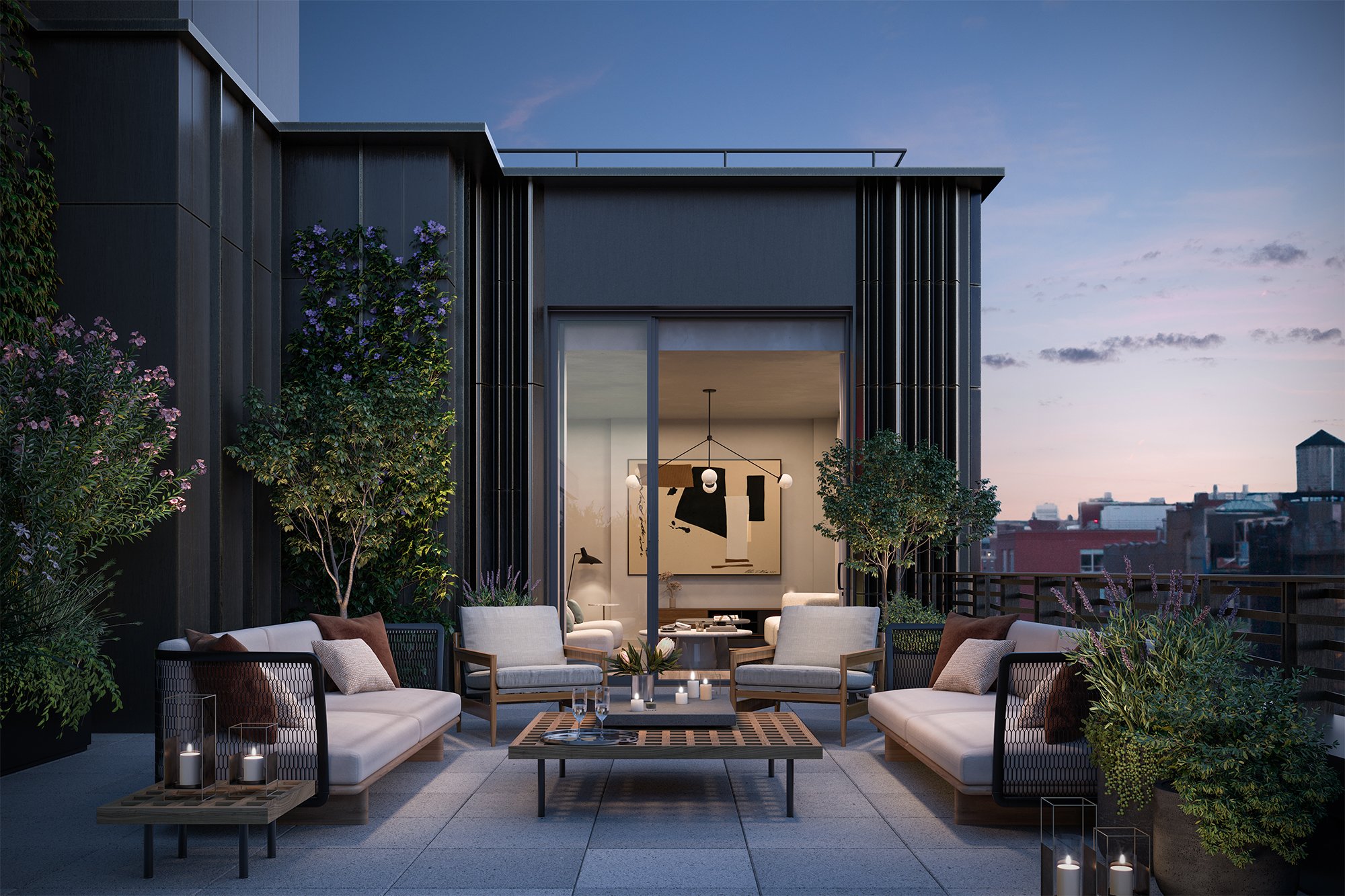  Offering one to four-bedroom, light-filled homes, The Keller's premier location on the West Village waterfront provides residents with easy access to Hudson River Park. The condos feature European white oak flooring, quarter-cut walnut-clad entry do