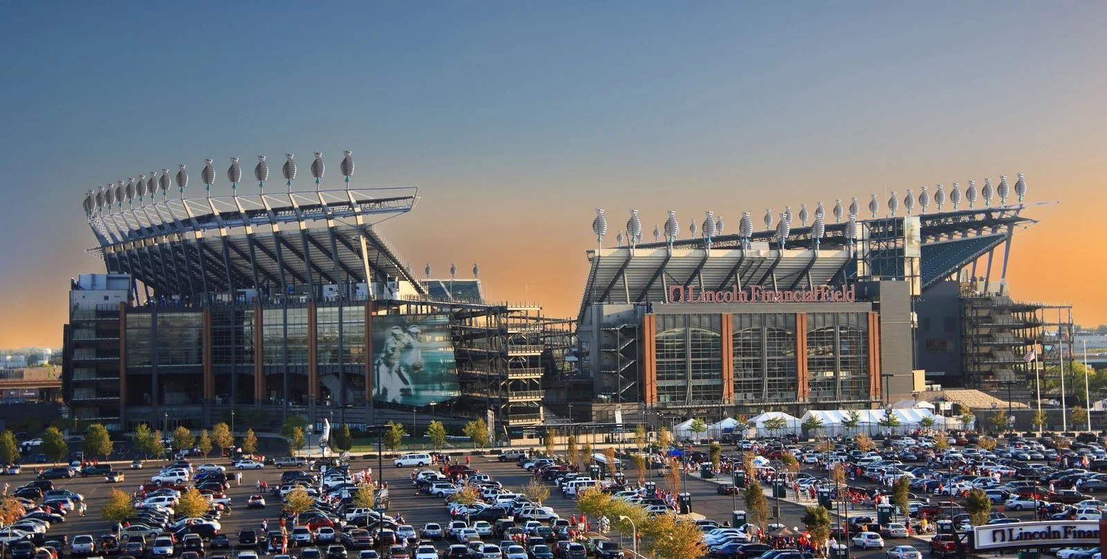 Sunset over Lincoln Financial Field in South Philadelphia’s Stadium District