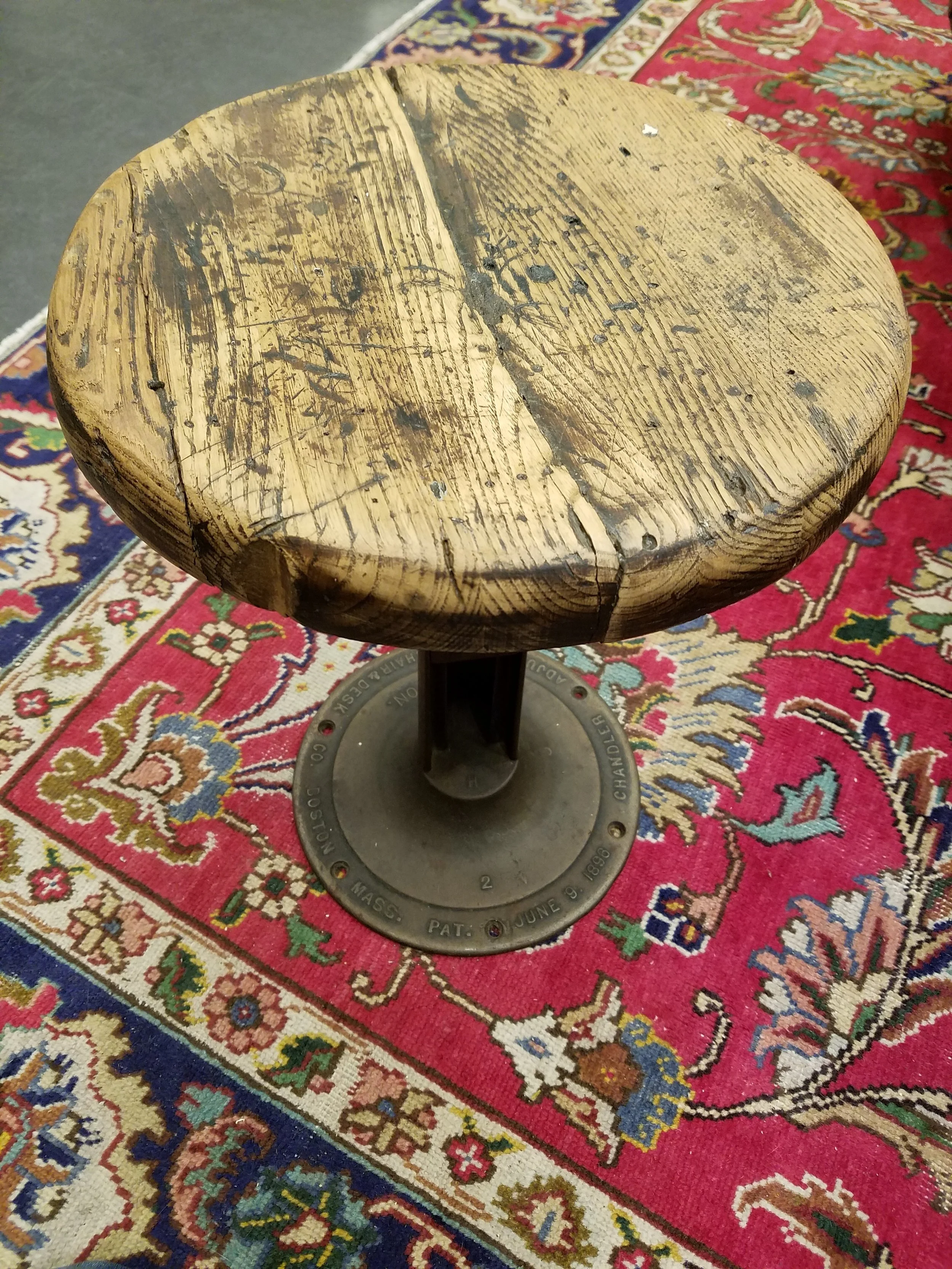Plant Stand Made From Repurposed Kenney Bros Boston School Chair Base With Reclaimed Stool Top