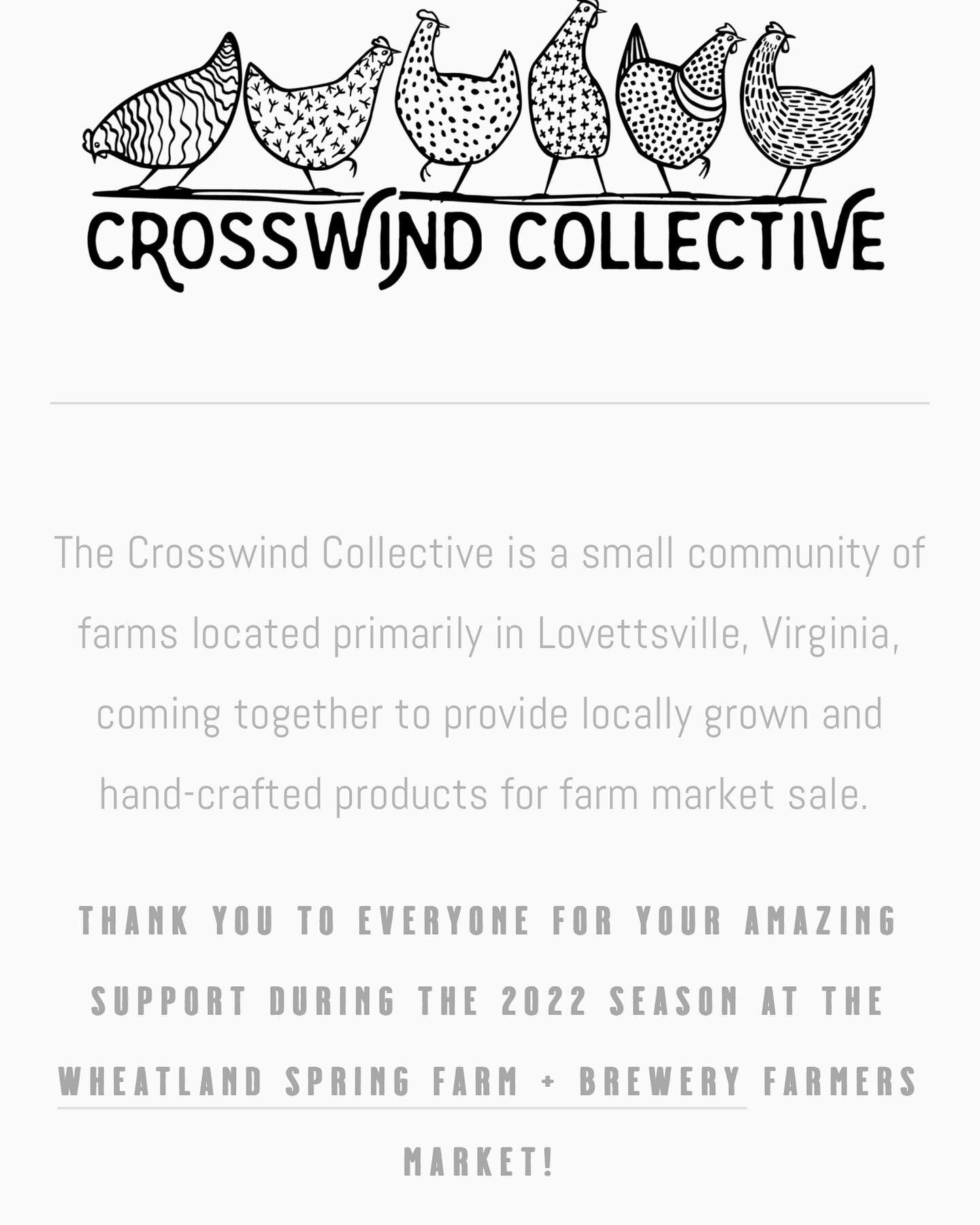 We&rsquo;ll see you at the market today!!

Crosswind Collective is our fun project with our wonderful neighbors. The #crosswindcollective is a community of small farms in Lovettsville, VA coming together to sell our products at our local farmers&rsqu