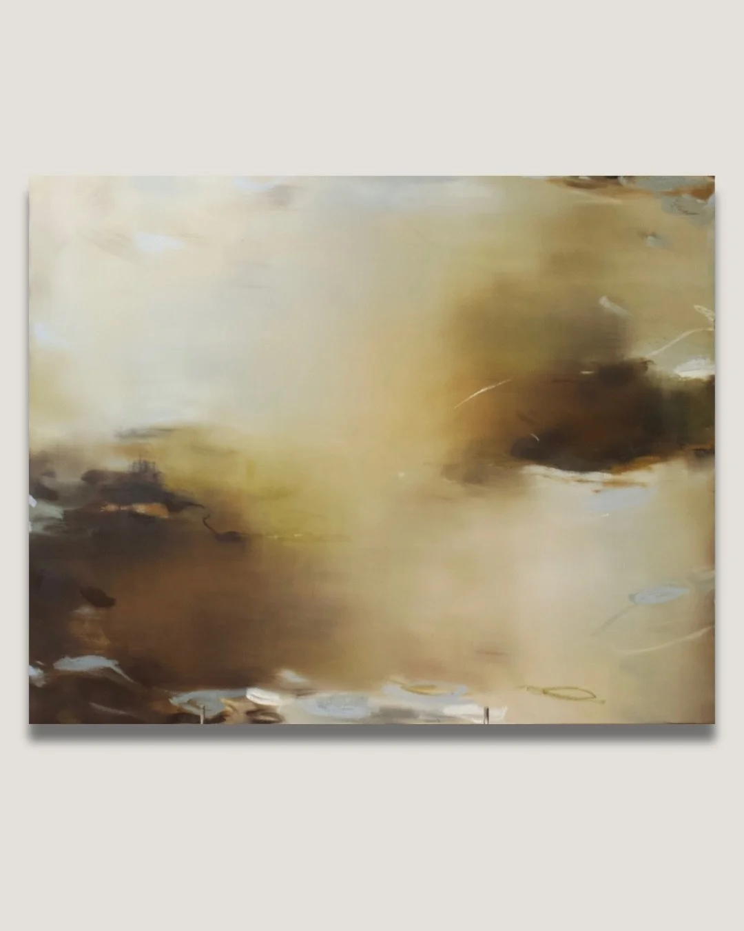 HOT OFF THE EASEL!! 

&ldquo;Skylight&rdquo; is inspired by the changing light, scenes, and colors that pass by my studio skylight. Soft brushstrokes evoke a sense of steady movement. 

48in x 60in &bull; oil on canvas &bull; coming soon to @huffharr