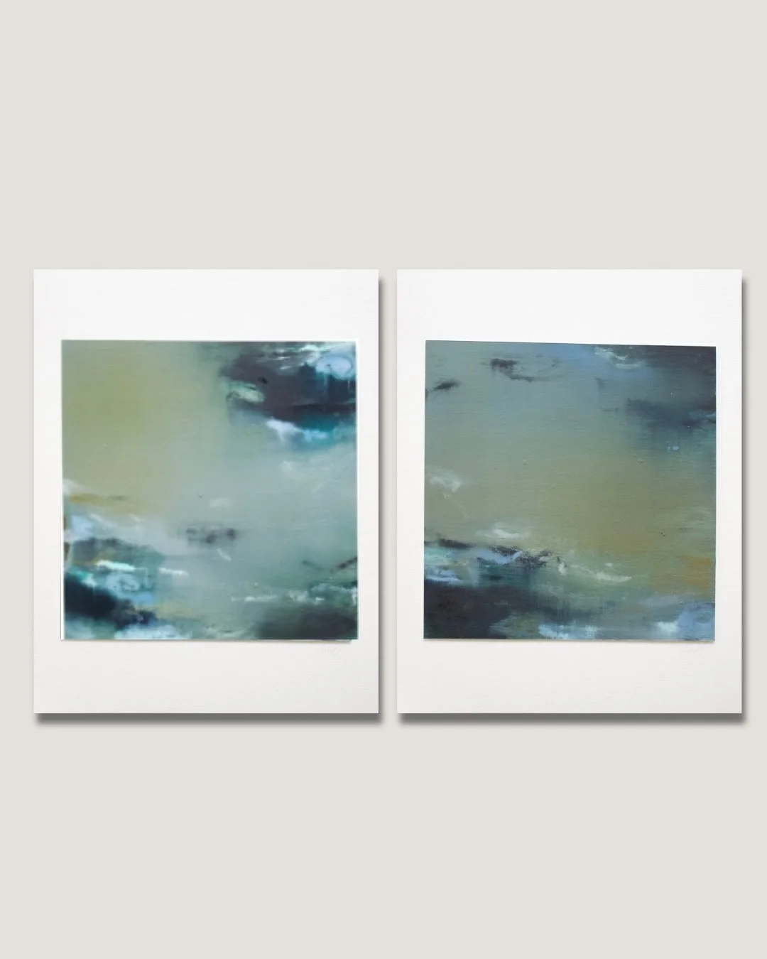 HOT OFF THE EASEL! 

&ldquo;Nightswim I &amp; II&rdquo; use deep blues and greens to mimic the rich colors of water at night. 

11in x 14in &bull; oil on paper &bull; available now at @huffharrington 🤍🤍🤍