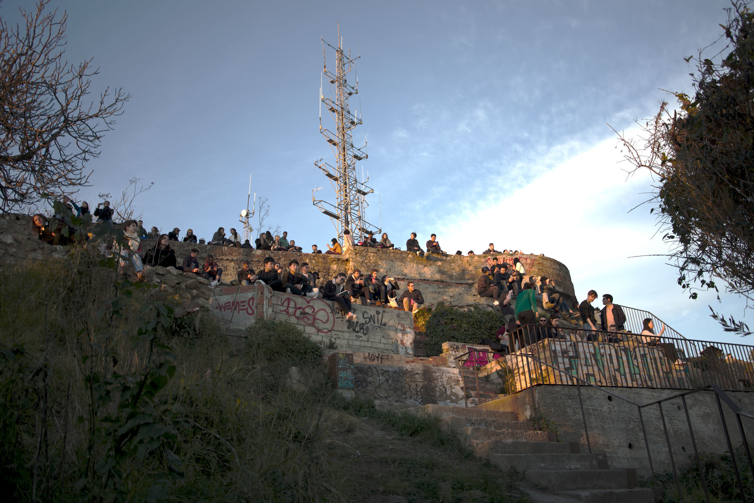 Tourists at sunset, Bunkers, Barcelona. 2019