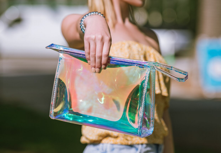 holographic bag cosmetic bag iridescent bag TPU handbag hand bag purse holographic purse accessory makeup fashion trendy vere holographic vere everlasting vere prism