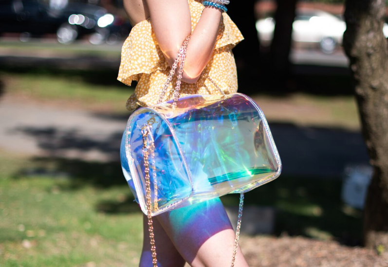 holographic bag cosmetic bag iridescent bag TPU handbag hand bag purse holographic purse accessory makeup fashion trendy vere holographic vere everlasting vere prism