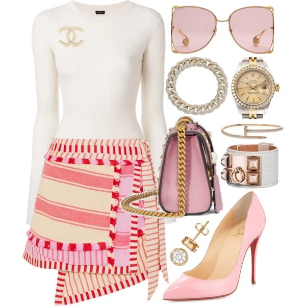 Style Inspiration Tasseled Mini Dodo Bar Or Tasseled Mini Skirt Christian Louboutin Pink Pigalle Pump Gucci Padlock Studded Shoulder Bag.jpg