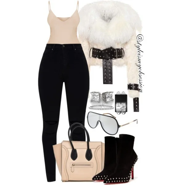 Style Inspiration Aspen Monse Shearling Jacket Celine Phantom Bag Gucci Shield Sunglasses.jpg