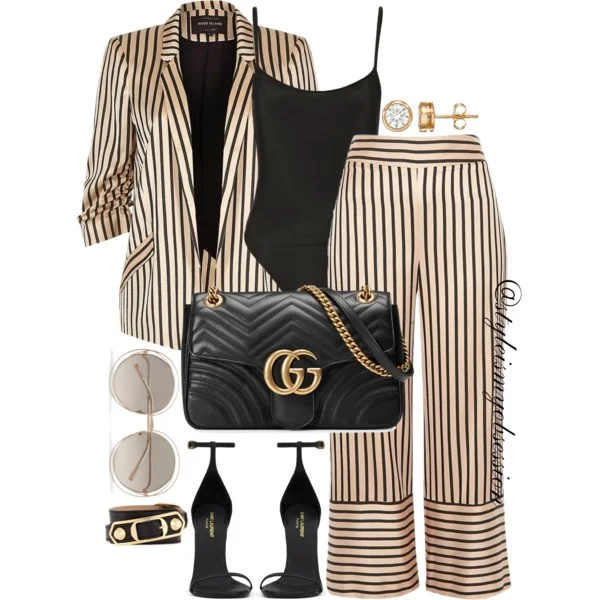 Style Inspiration River Island Striped Co-Ord Set Saint Laurent Classic Jane Sandal Gucci Bag Chloe Sunglasses Balenciaga Bracelet.jpg