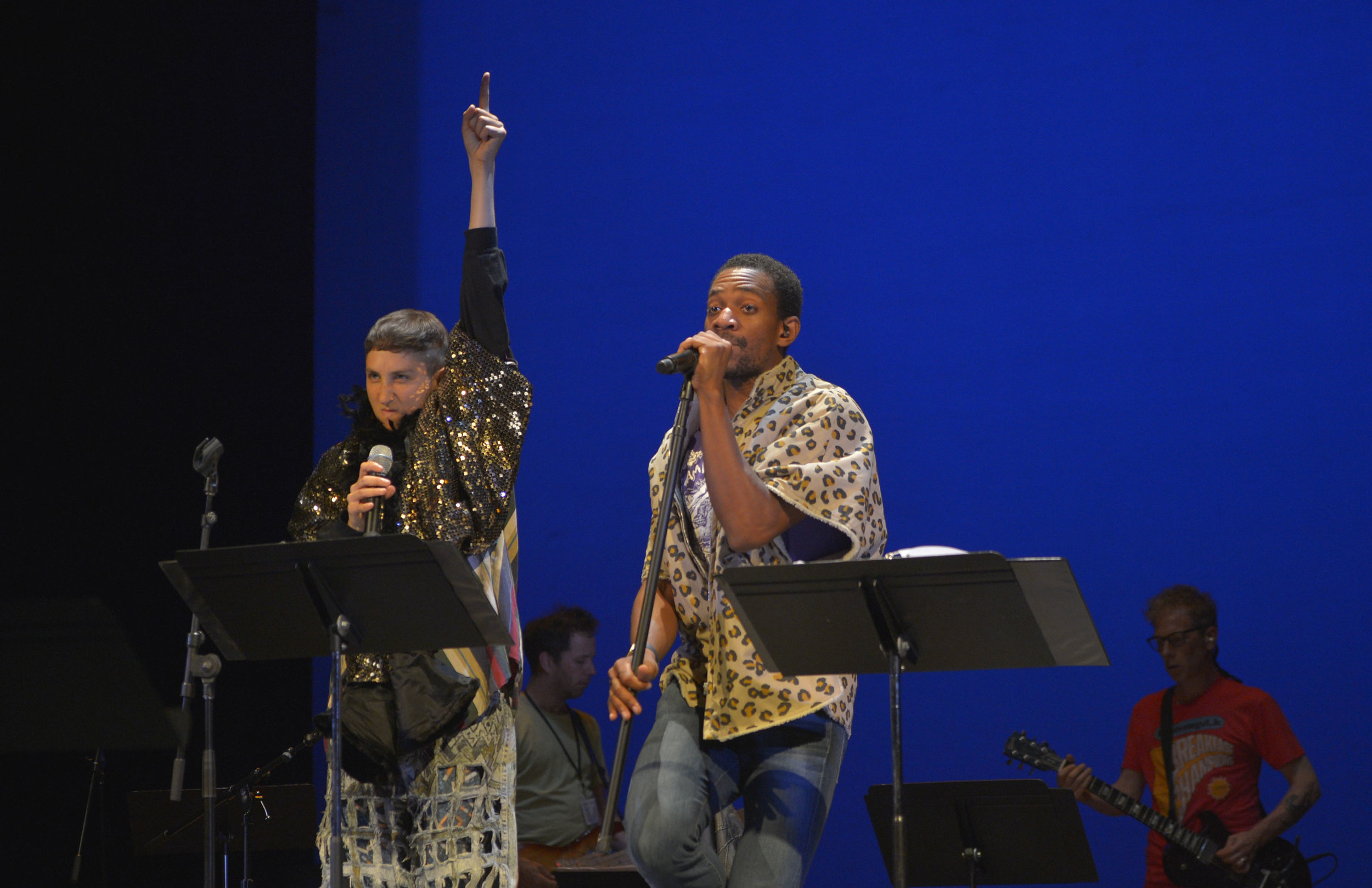 Jo Lampert and Reggie D. White in Eddie at Theatreworks, 2016