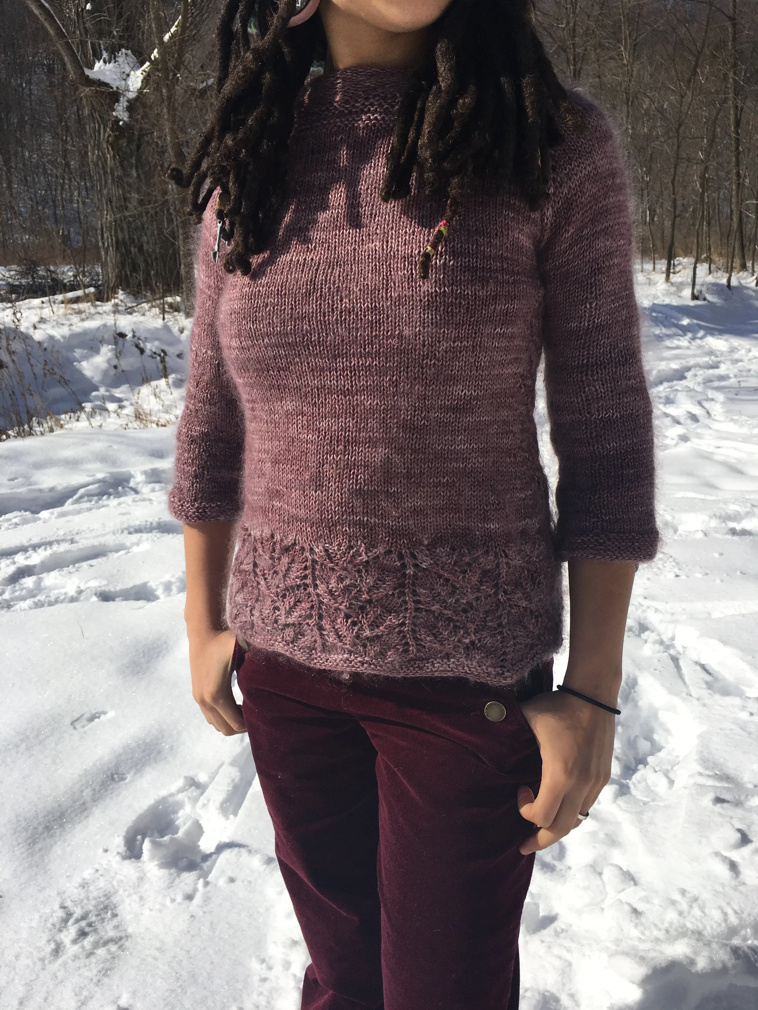 Elm Leaves Raglan Knitting Pattern