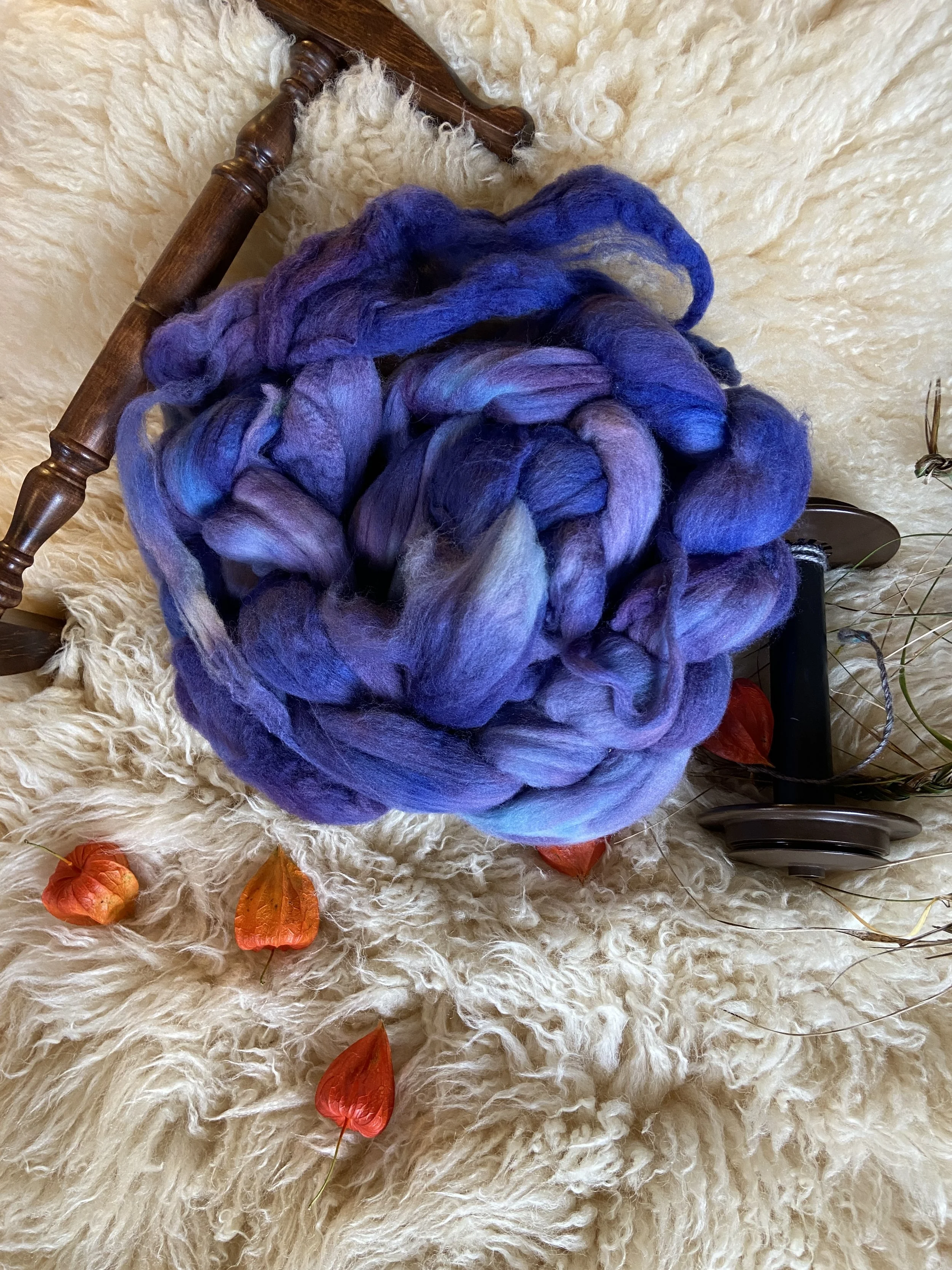 Rambouillet Combed Top | Wool Roving For Felting and Spinning Projects | Nightshade