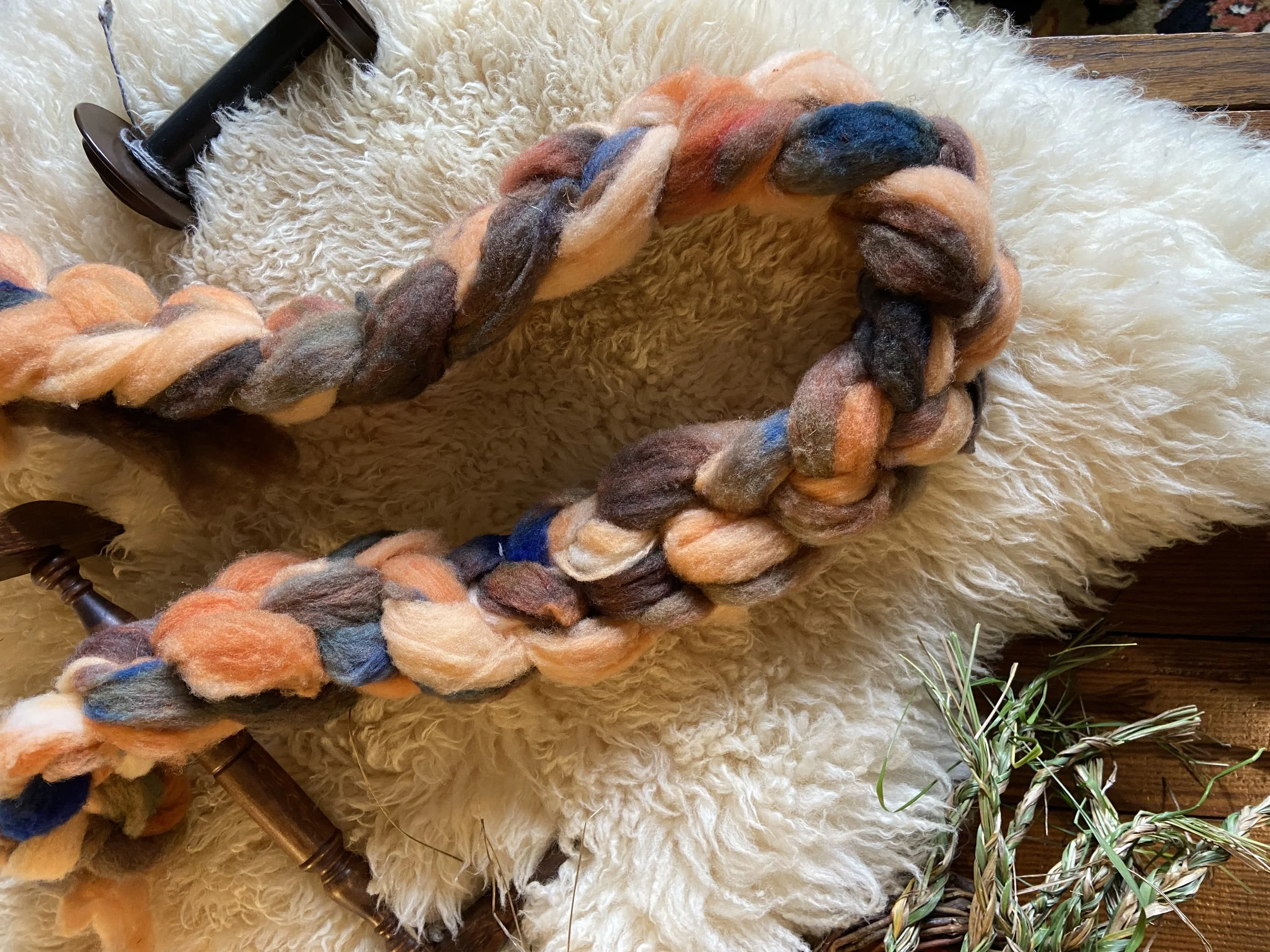 Hand Dyed Local Wool Roving| Wool roving for weaving felting and spinning projects | Harvest