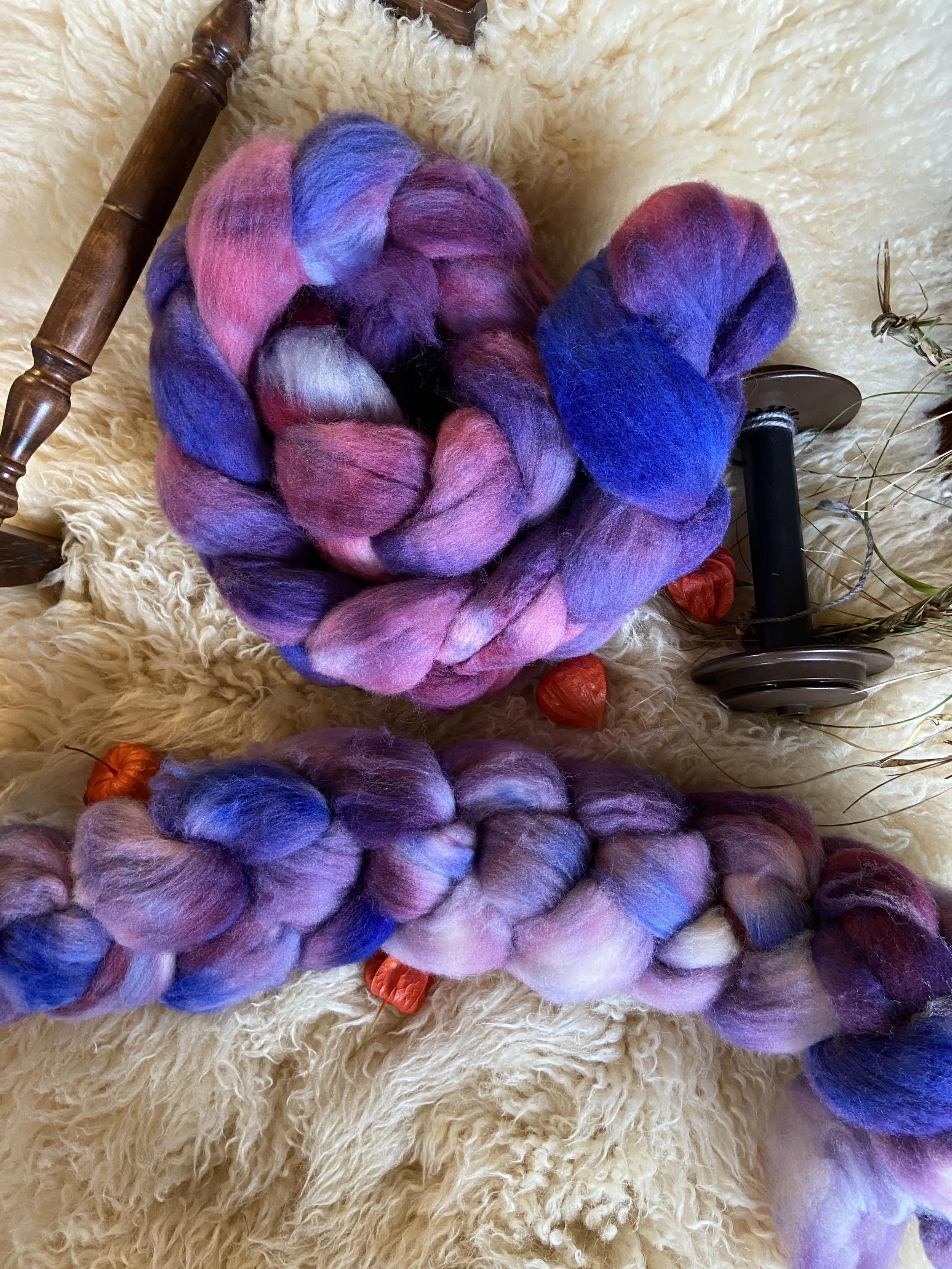 Poison | Hand Dyed Targhee Wool Roving | Combed Top for Spinning Felting and Weaving Projects