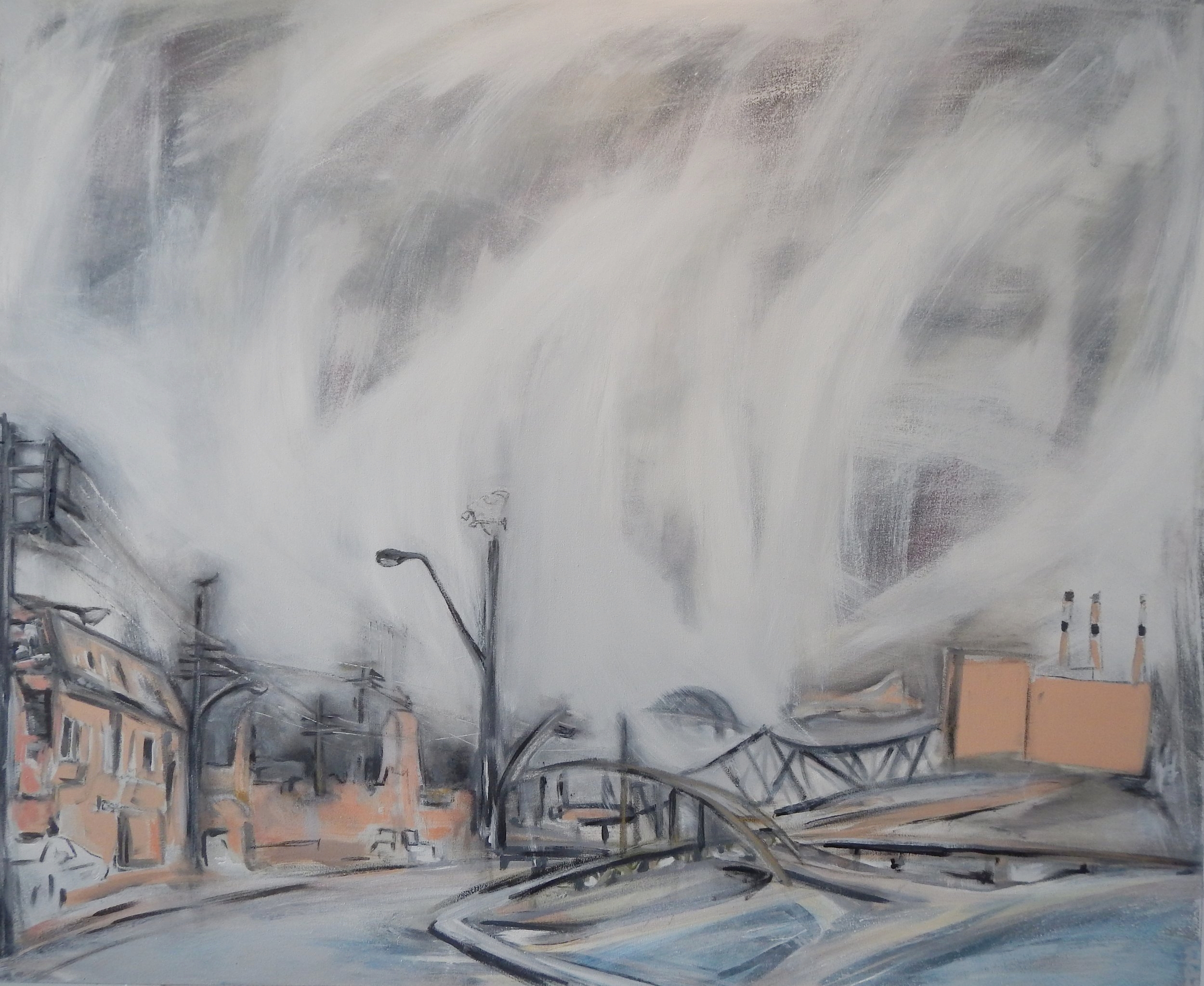 cheer up baby 2018  50"x60"  oil, charcoal, graphite on canvas