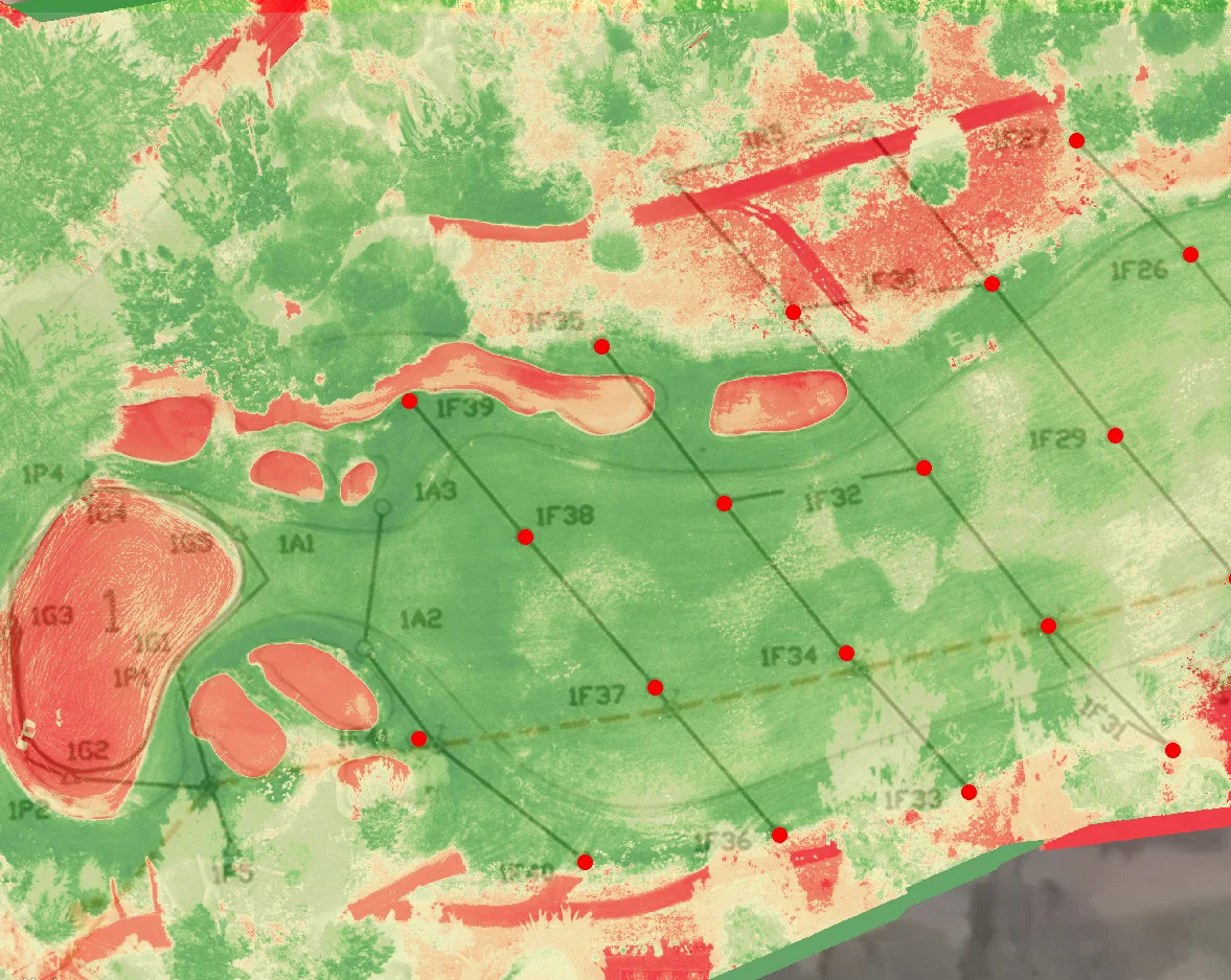 NDVI results reveal gaps in sprinkler patterns.