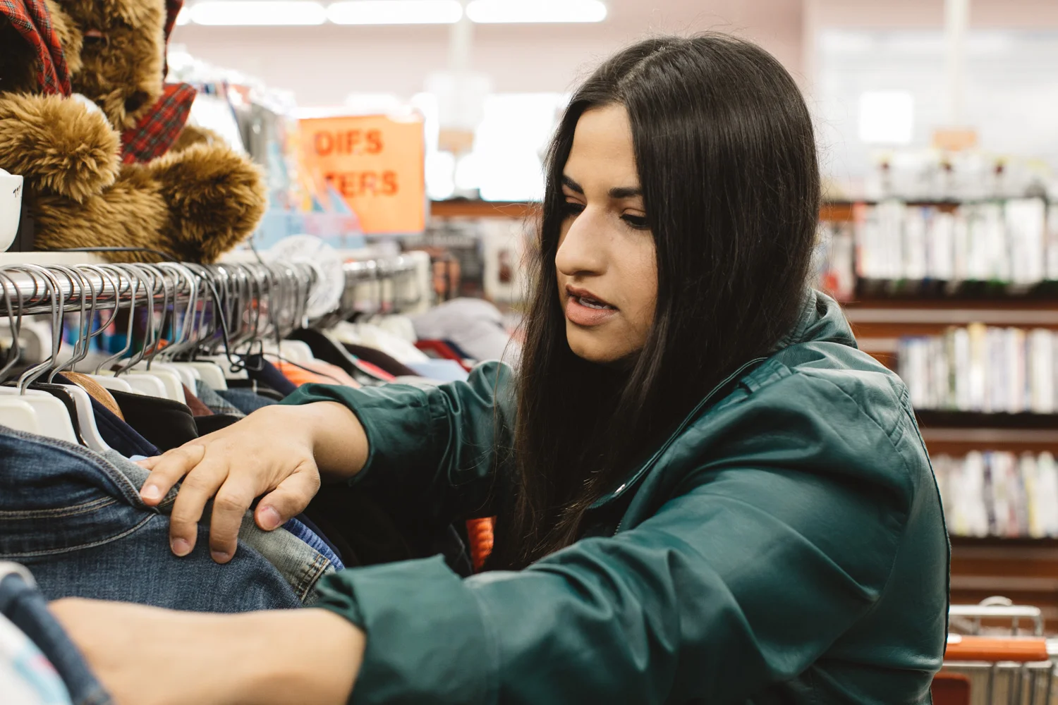 Dina Younis, blogger and podcaster, at the thrift store