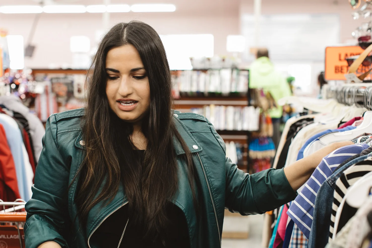 Dina Younis, blogger and podcaster, at the thrift store