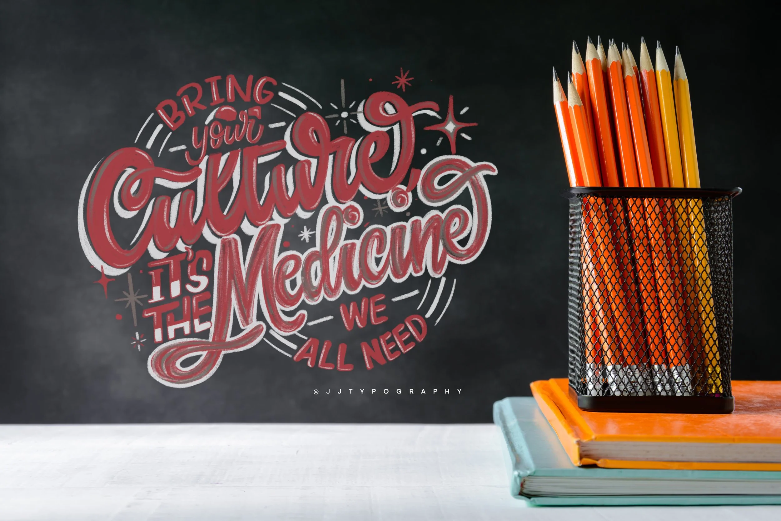 "Bring your culture it's the medicine we all need." 

This is a custom typography editorial poster I hand lettered for an educational non-profit. 