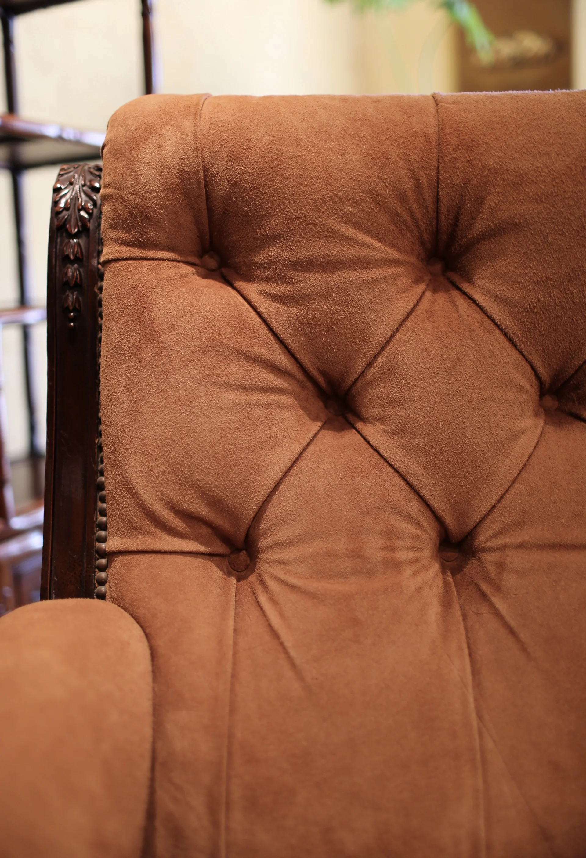 19th century Suede covered armchair